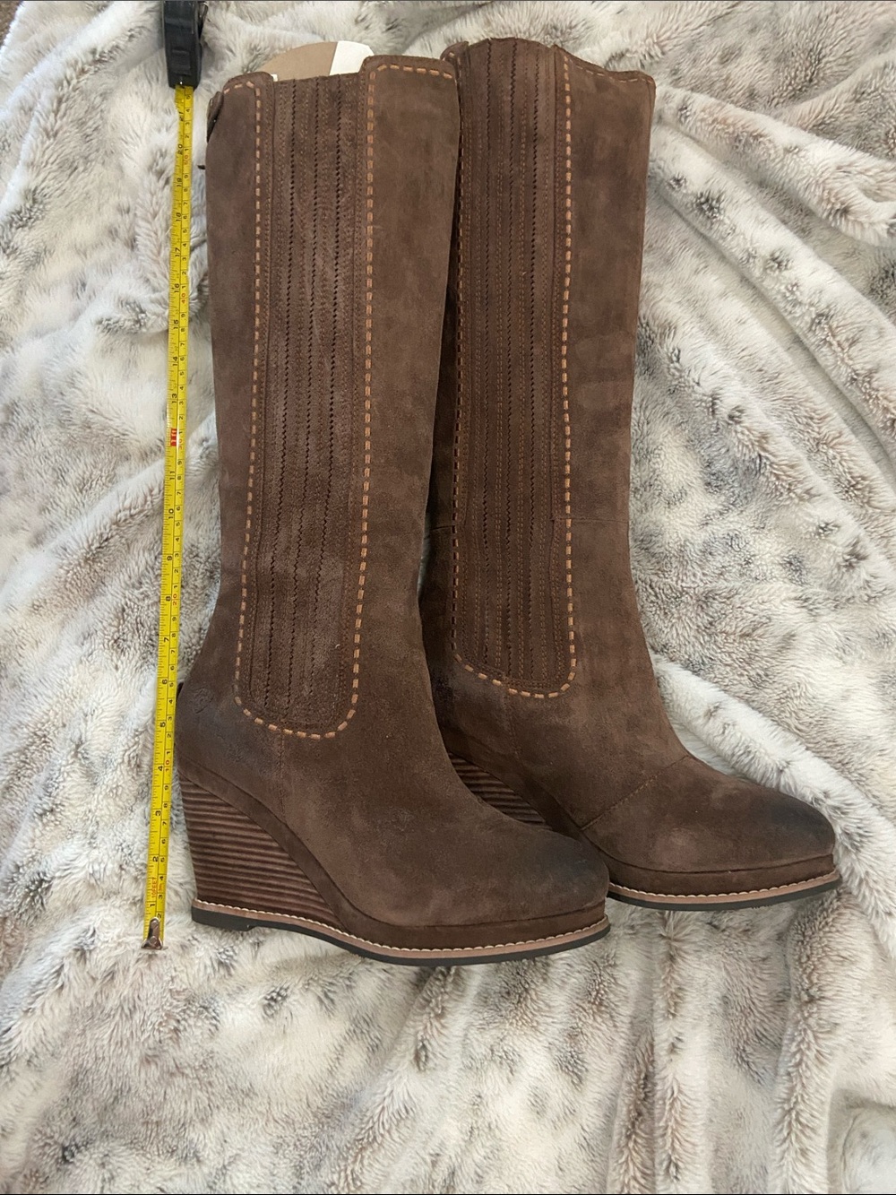 Ariat Brown Suede Wedge Knee-High Boots